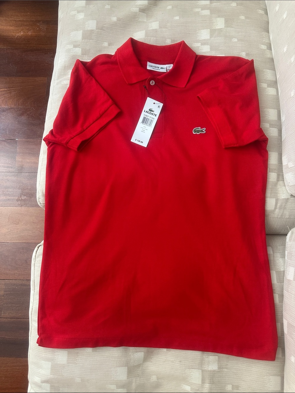Lacoste Men's Red Pique Polo with Crocodile Logo